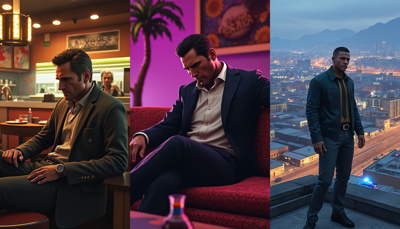 découvrez l'intrigue captivante de gta v, où trois protagonistes naviguent entre crime, trahisons et quête de rédemption dans un monde ouvert grandeur nature. plongez dans cette épopée sombre et palpitante qui mêle action, drame et séquences mémorables, tout en explorant les choix moraux qui déterminent leur destin.